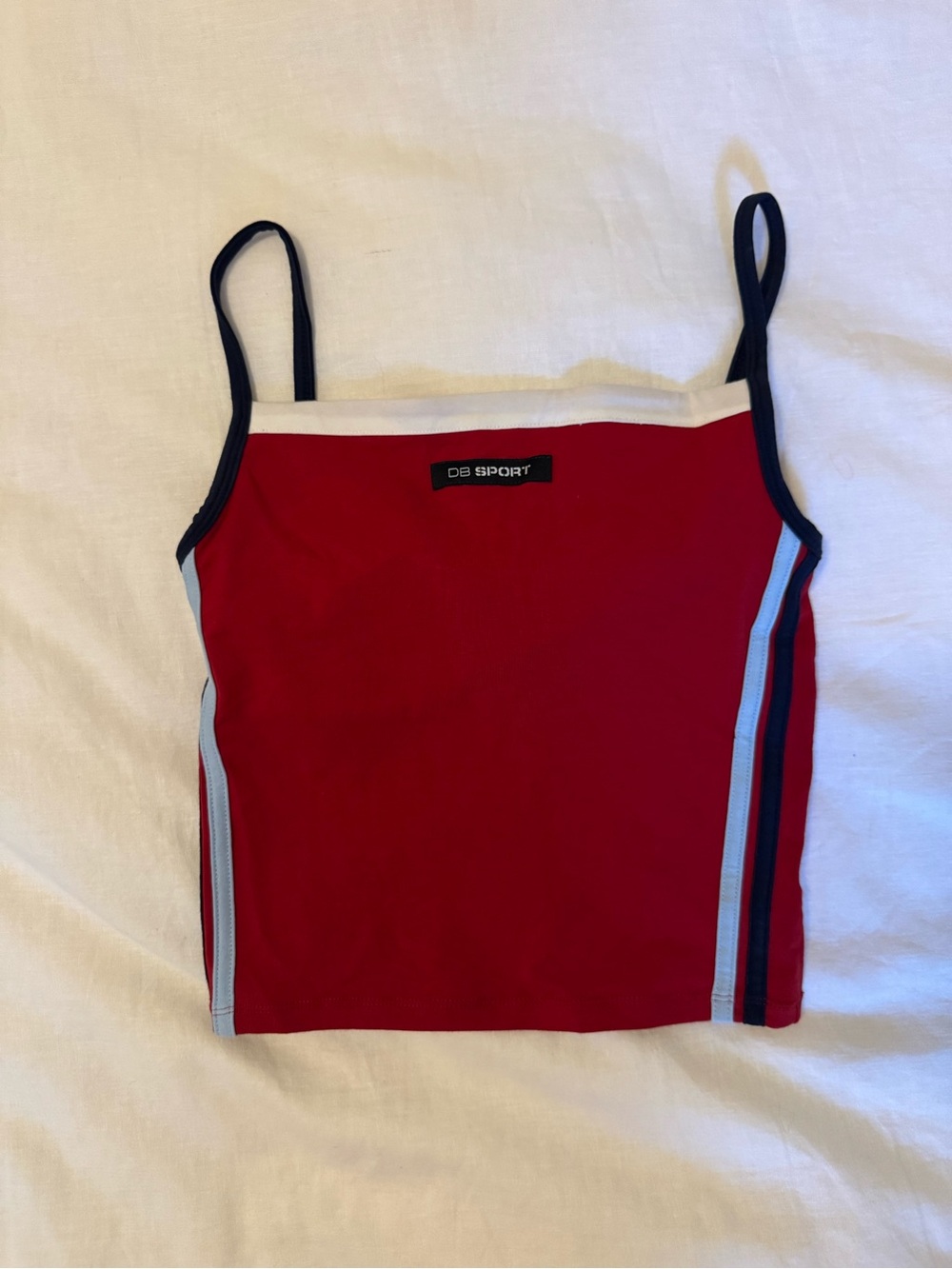 Dairy Boy Sport Red Slim Tank with Navy & Light Blue Trim